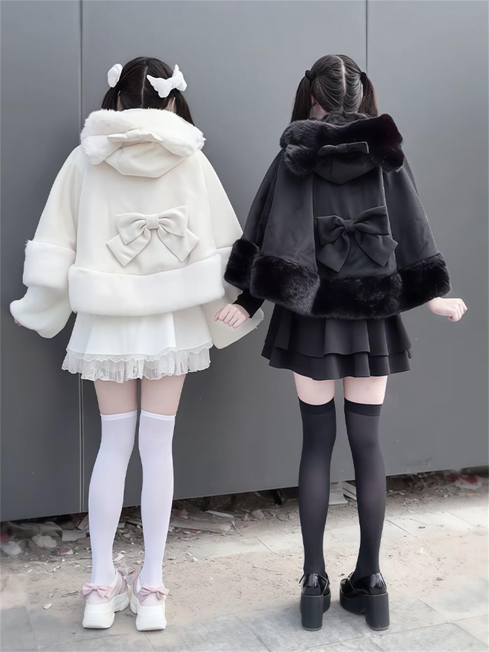 LIZ LISA ファー付きホワイトコート フリーサイズ ファー付き白